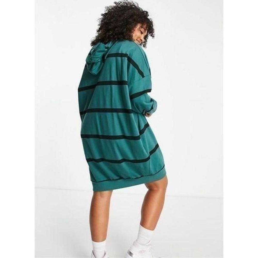 ASOS Design Women's 8 Oversized Mini Sweatshirt Hoodie Dress Striped - Picture 2 of 6